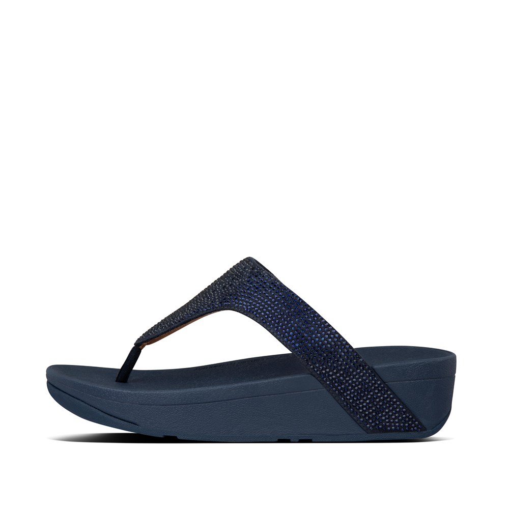 Fitflop Womens Sandals Navy - Lottie Shimmercrystal Toe-post - 25LKNYQJZ